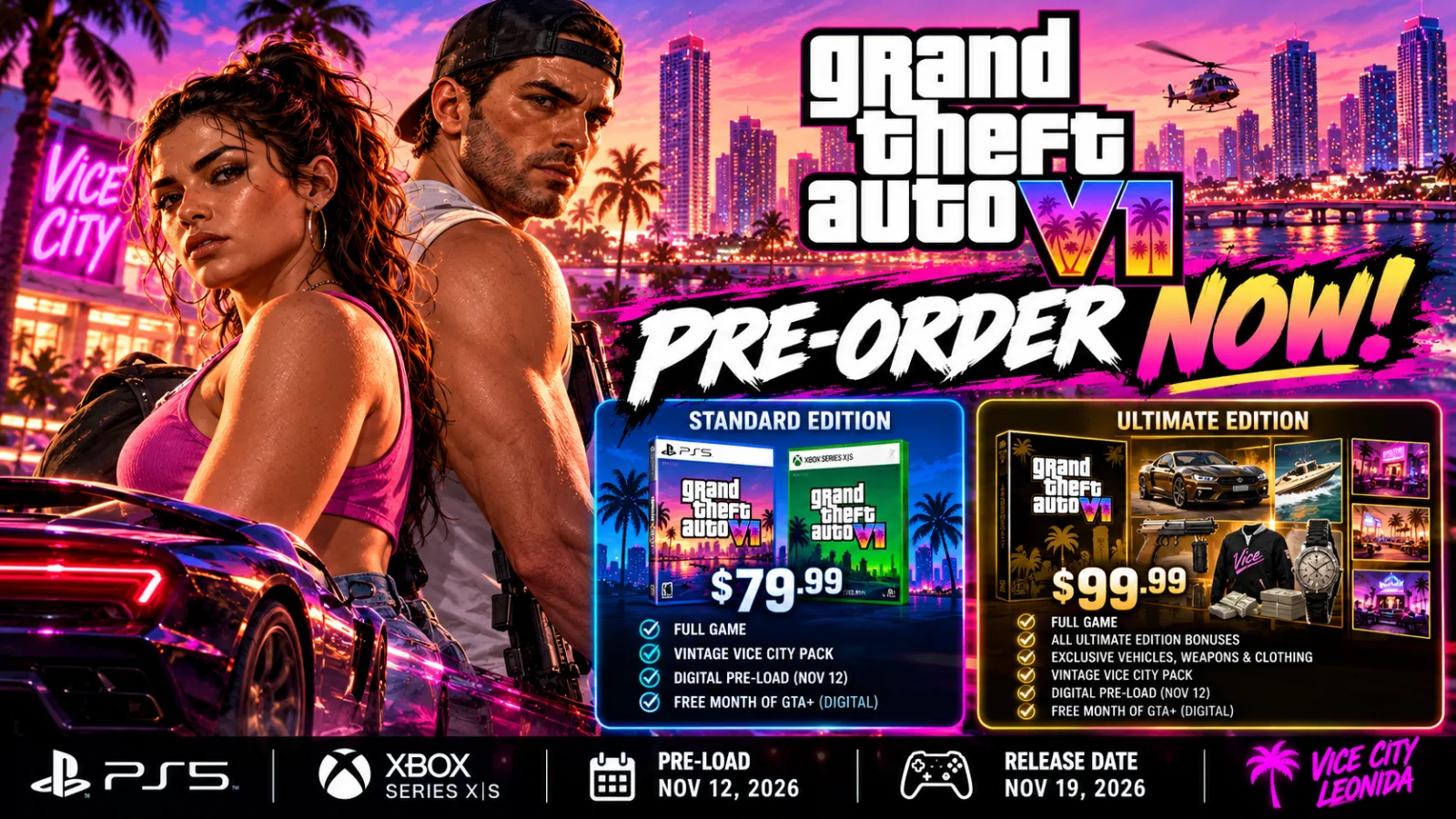 GTA 6 Pre-Order Guide: Editions, Prices, Bonuses and How to Buy