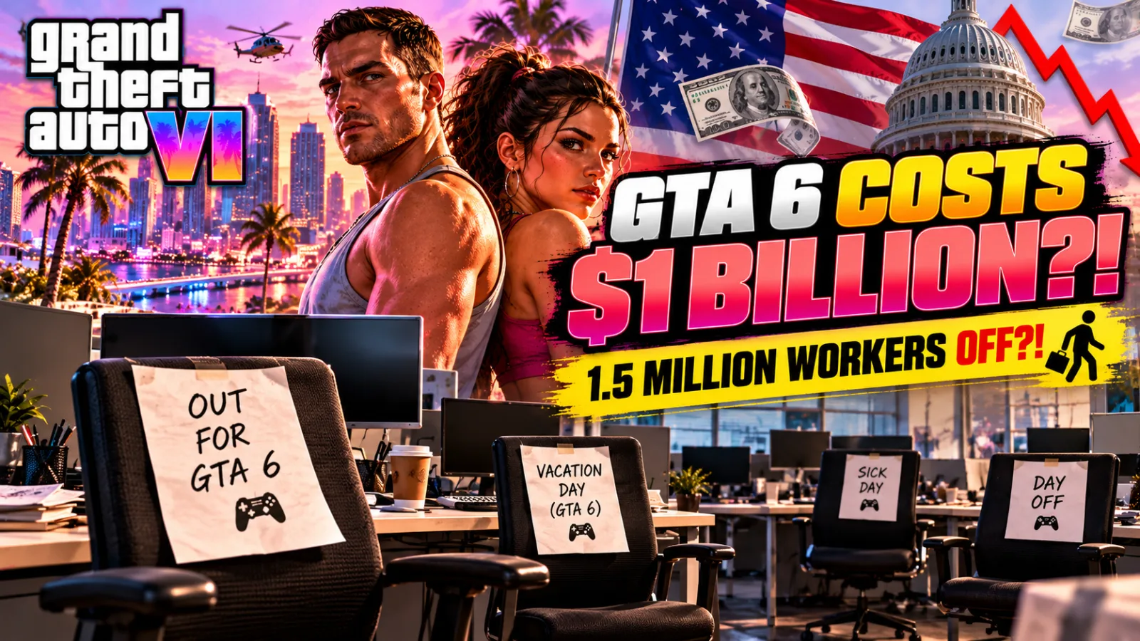 GTA 6 Launch Could Cost US Economy $1 Billion as 1.5 Million Workers Take the Day Off